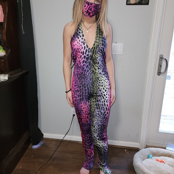 NWT Dolls Kill Rainbow Jungle Fever Jumpsuit - Picture 2 of 5